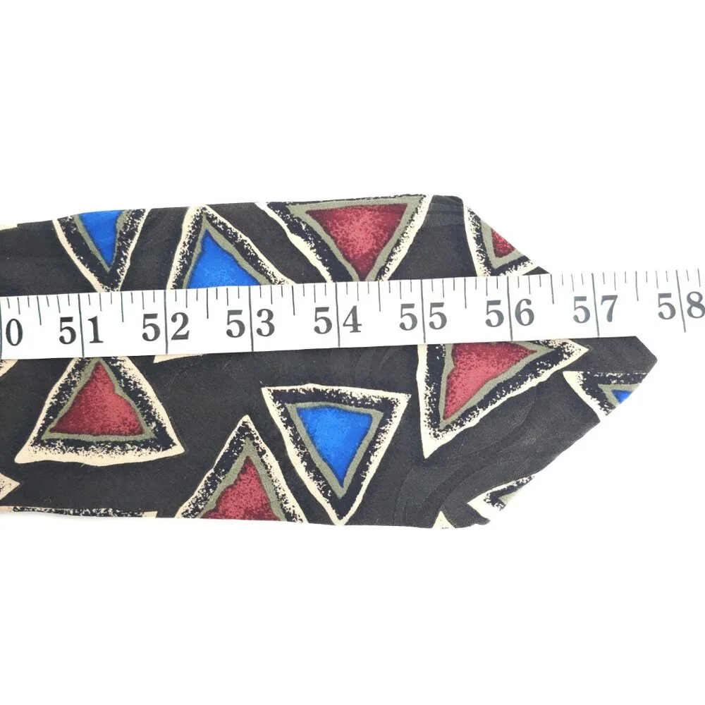 Brook & Lipton Men Necktie Geometric Black Blue Beige Red Green 57x4 - NWOT